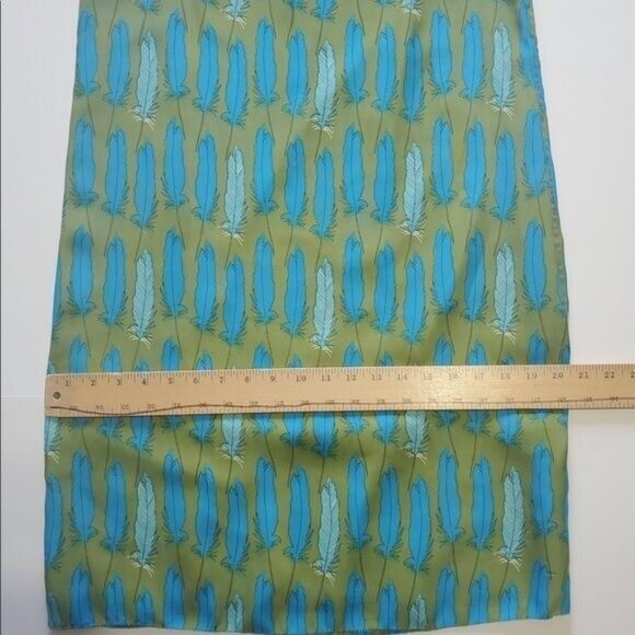 Fossil Sleeveless Dress Size Small Chiffon Blue Feather Beach Tropical Vacation - Picture 4 of 13